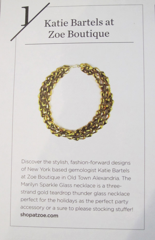 Marilyn necklace featured in Modern Luxury's DC Magazine