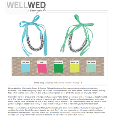 WellWed features the Natalie necklace in an exclusive giveaway